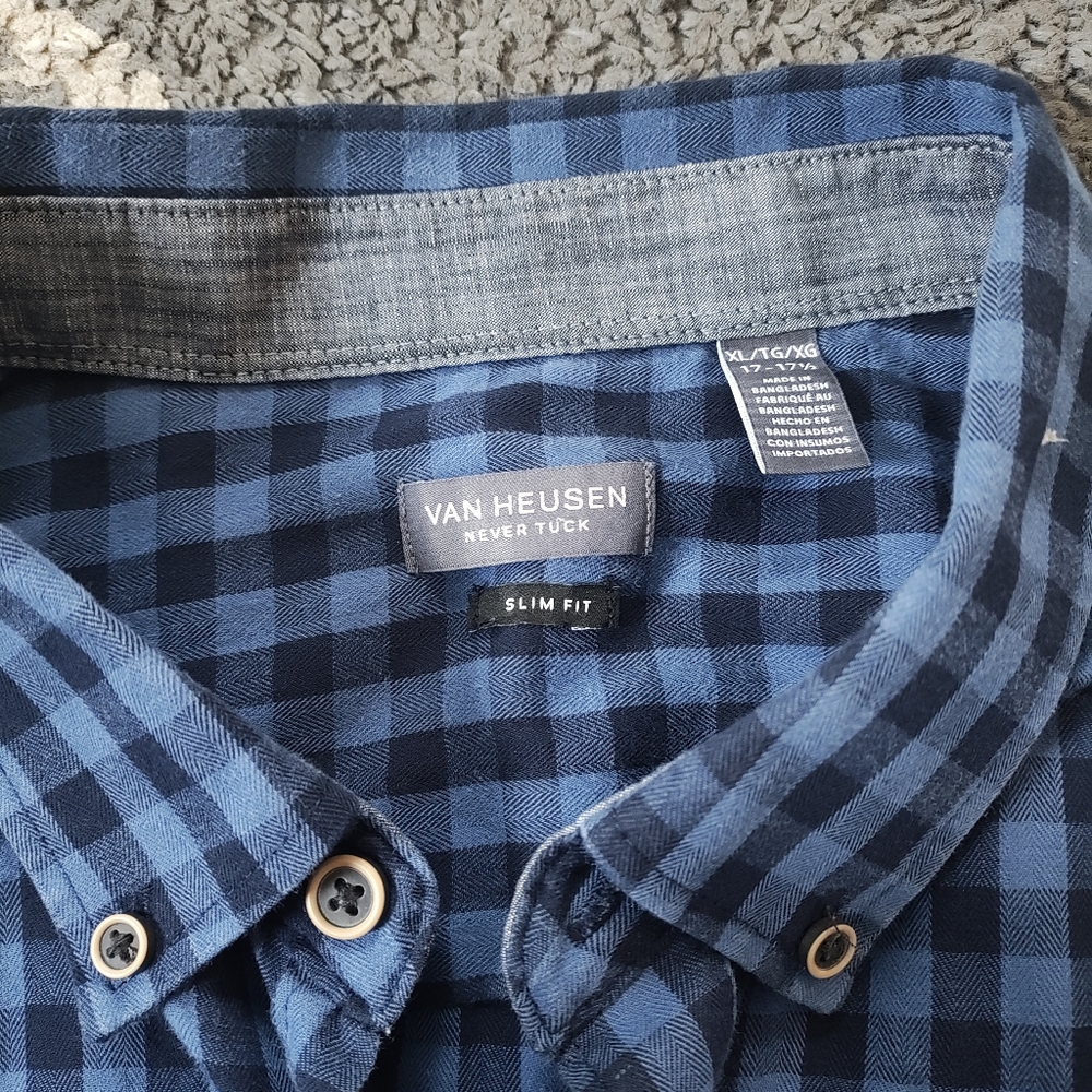 Men’s Van Heusen Never Tuck Slim Fit Shirt Size x large neck 17- 17.5 - Picture 7 of 7